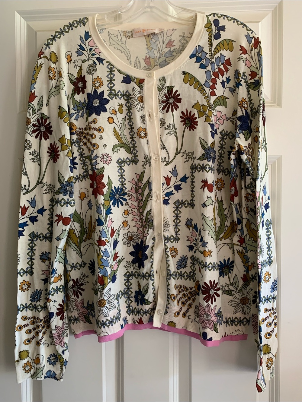🪷Tory Burch floral print delicate cardigan EUC